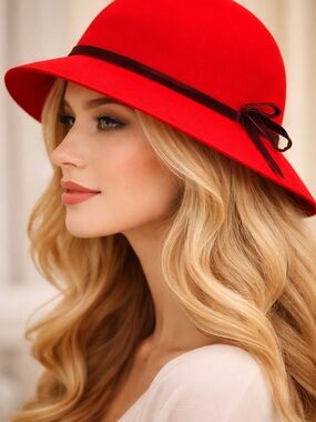 Grace Red Women's Hat with Black Accent, sold by Henry Bendel